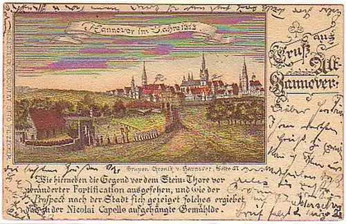 15737 Ak Gruss aus Alt Hannover im Jahre 1313 von 1898