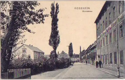 15713 Ak Rosswein Wehrstraße mit Fabrikgebäude 1912