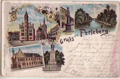 15704 Ak Lithographie Gruss aus Perleberg 1898