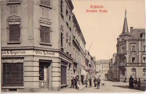 15697 Ak Roßwein Dresdner Straße Magasin de cigares 1910