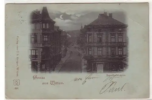 15688 Carte de la Lune Salutation de Witten Bahnhofstraße 1898