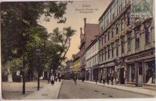 15679 Ak Erfurt Neuwerk Straße am Hirschgarten 1911