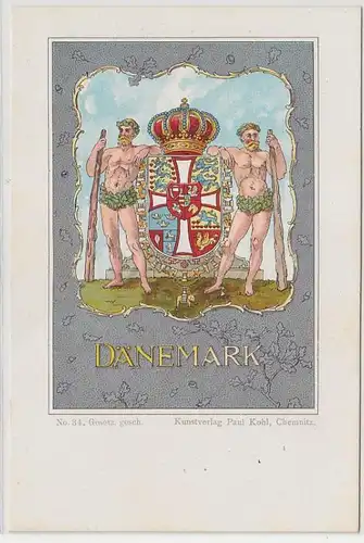 15621 Wappen Ak Lithographie Königreich Dänemark um 1900