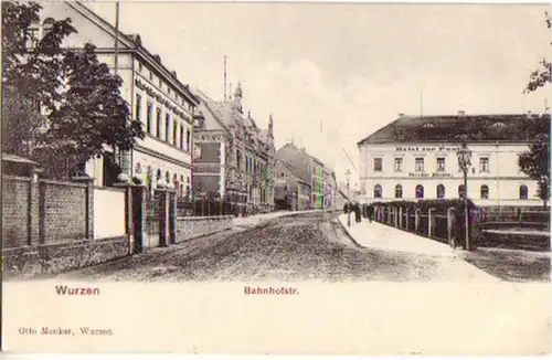 15589 Ak Wurzen Bahnhofstraße Hotel zu Post 1907