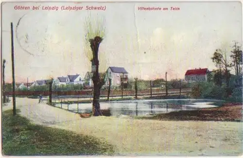 15588 Ak Göhren bei Leipzig Villenkolonie am Teich 1913