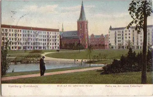 15565 Ak Hamburg Barmbeck katholische Kirche 1908