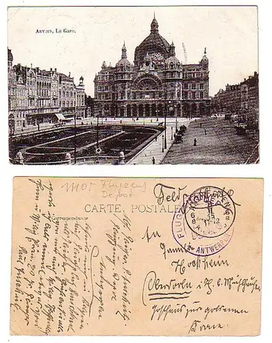 15552 Ak Antwerpen Bahnhof Flugzeug Depot 1915