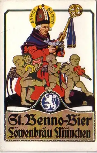 15546 Reklame Ak St. Benno Bier Löwenbräu München 1920