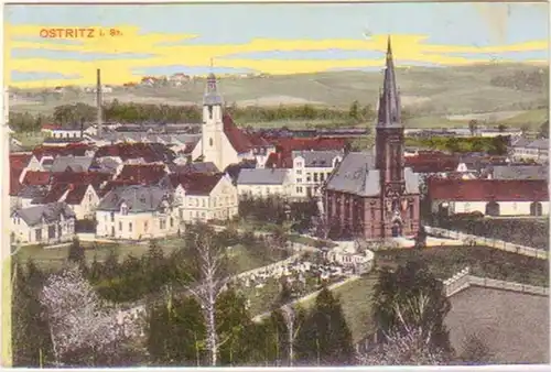 15544 Ak Ostritz in Sachsen Totalansicht 1911