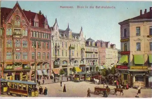 15541 AK Hannover Blick in die Bahnhofstraße um 1910