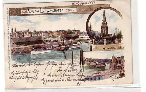 15536 Ak Lithographie Gruß aus Ludwigshafen 1899