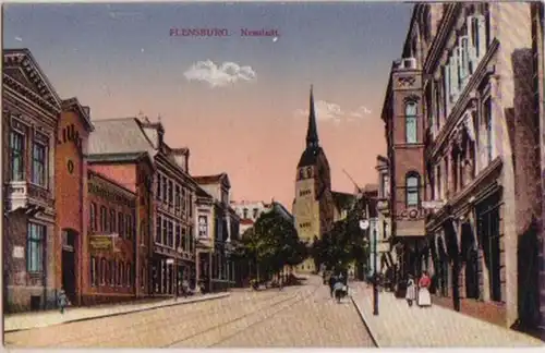 15533 Ak Flensburg Neustadt Straßenansicht um 1910