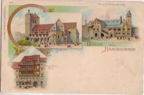 15528 Ak Lithographie Gruss de Braunschweig vers 1900