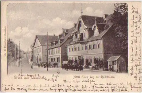 15480 Ak Salutation de Clausthal avec Rollstrasse 1900
