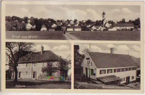 15463 Ak Salutation de Winkl Boulangerie, école, Totalan. 1944