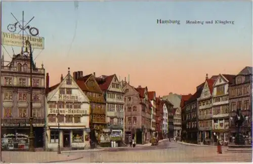 15461 Ak Hamburg Messberg u. Klingberg Geschäfte 1913