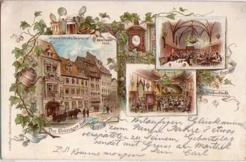 15449 Ak Lithographie Leipzig Thüringer Hof 1896