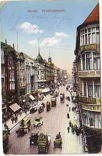 15447 Ak Berlin Friedrichstraße avec circulation vers 1914