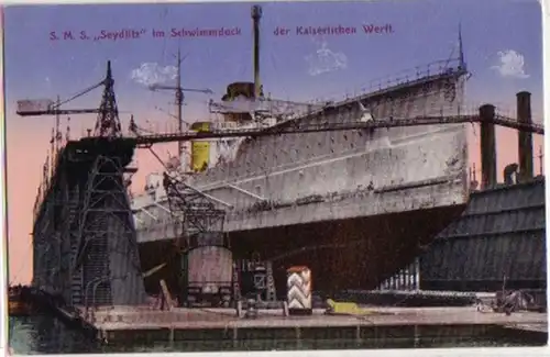 15420 Ak S.M.S. Seydlitz au chantier naval de Schwattock vers 1915