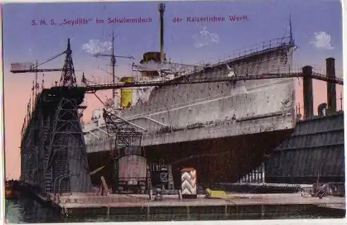 15420 Ak S.M.S. Seydlitz im Schwimmdock Werft um 1915