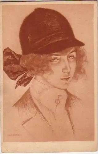 15418 Künstler Ak Max Brüning Frauenporträt um 1920