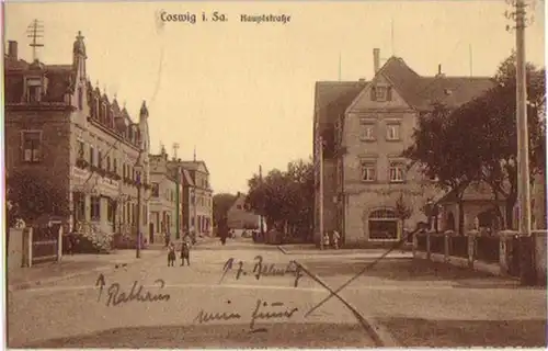 15396 Ak Coswig i. Sa. Hauptstraße vers 1920