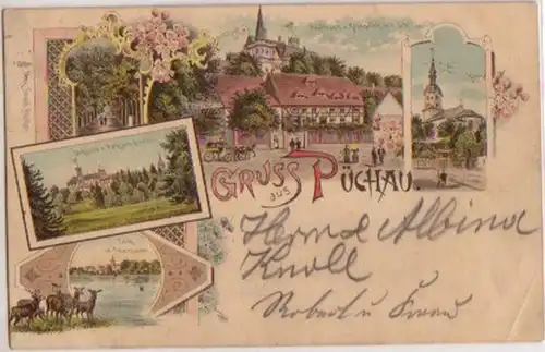 15370 Ak Lithographie Gruss aus Püchau 1899