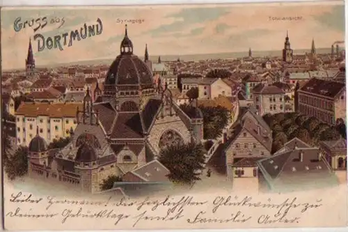 15337 Ak Lithographie Gruss aus Dortmund Synagoge 1904
