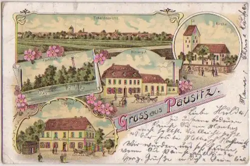 15314 Ak Lithographie Gruß aus Pausitz Gasthof usw.1905