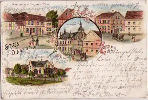 15311 Ak Lithographie Gruss aus Dingelstedt 1908