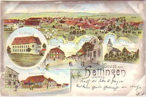 15242 Ak Lithographie Gruss de Hellingen en Thuringe 1900