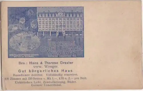 15210 Ak München Hotel Drei Löwen um 1930