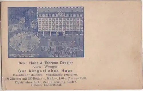 15210 Ak Munich Hotel Drei Löwen vers 1930