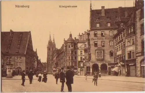 15208 Ak Nürnberg Königsstraße mit Hotel um 1920