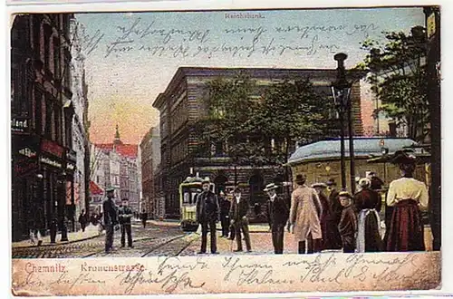 15163 Ak Chemnitz Kronenstraße avec tram 1905