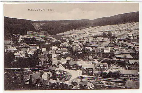 15150 Ak Manebach in Thüringen Totalansicht um 1910