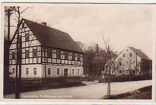 15139 Ak Oberschöna Dorfstraße und Kirche 1928