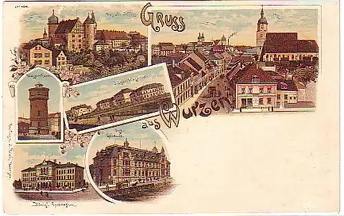 15092 Ak Lithographie Gruss aus Wurzen Kaserne usw.1898