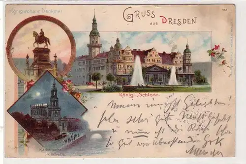 15016 Ak Lithographie Greuss de Dresde 1902