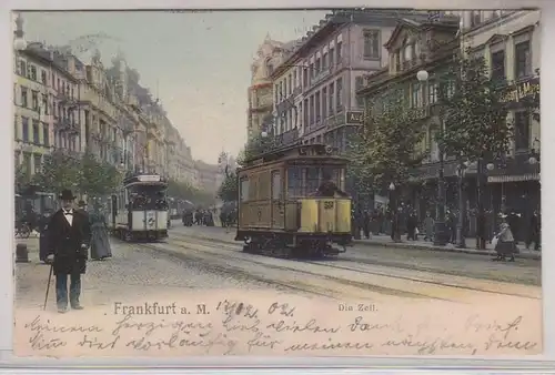 14986 Ak Frankfurt am Main die Zeil mit Strassenbahnen 1902