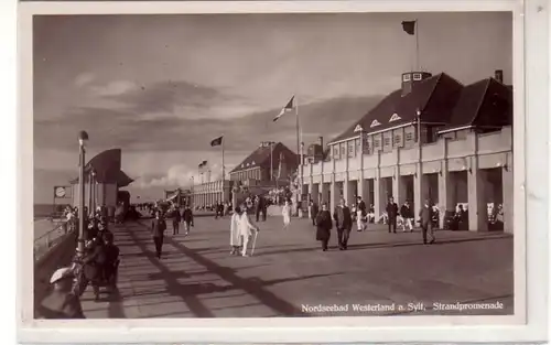 14948 Ak Mer du Nord Bad Westerland sur Sylt Promenade 1935