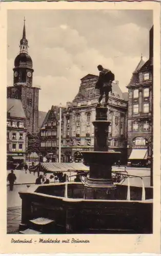 14898 Ak Dortmund Marktecke avec fontaine 1951