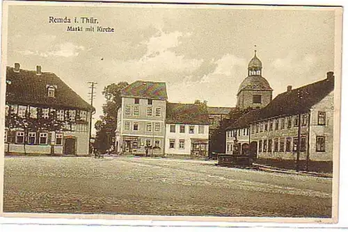 14896 Ak Remda dans le marché de Thuringe avec église autour de 1920