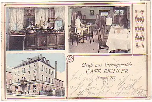 14880 Ak Gruß aus Geringswalde Cafe' Eichler 1915