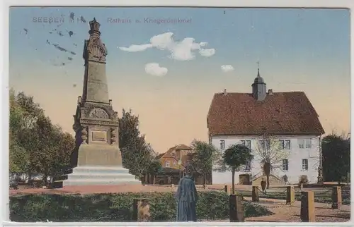 14864 Feldpost Ak Seesen Hôtel de ville et monument guerrier 1916