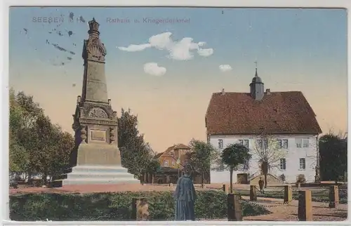 14864 Feldpost Ak Seesen Rathaus und Kriegerdenkmal 1916