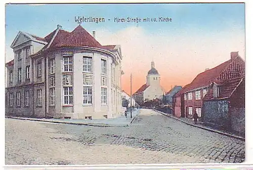 14855 Ak Weferlingen Kirchstraße mit ev. Kirche um 1920
