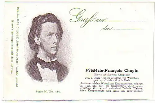 14841 Ak Frédéric Francois Chopin Compositeur vers 1900