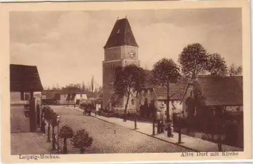 1481 AK Leipzig-Mockau Village ancien avec église vers 1920