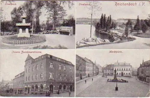 14764 AK Reichenbach Stadtpark Marktplatz 1918